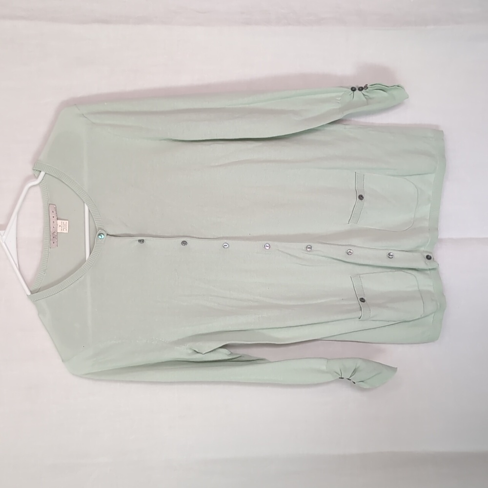 Belford Mint Green Pima Cotton Buttoned Cardigan Size Small